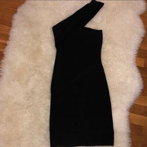 Bebe Black One Shoulder Bandage Dress XS